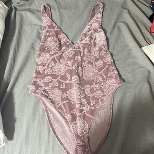 Floral velvet bodysuit